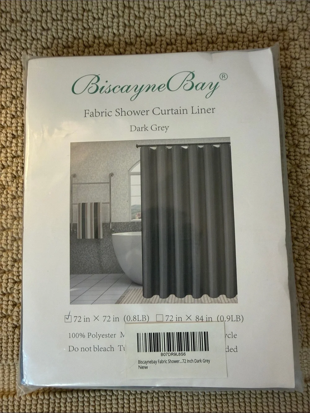 Dark Grey Fabric Shower Curtain Liner